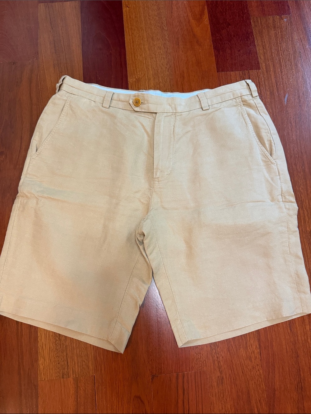 Brooks Brothers Linen Bermuda Shorts in Tan